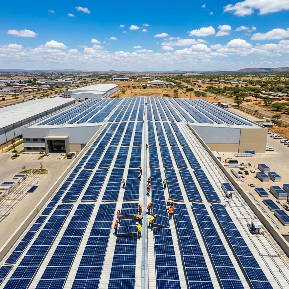 Panneaux photovoltaïques sur une toiture, illustration de notre activité solaire